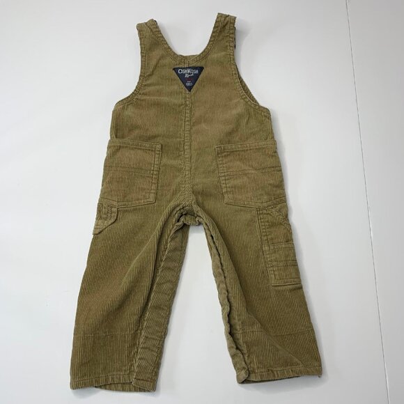OshKosh B'gosh Vestbak Size 6M Overalls Corduroy Cuffed Beige Snaps - Picture 4 of 8